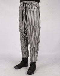 Striped linen cotton trousers