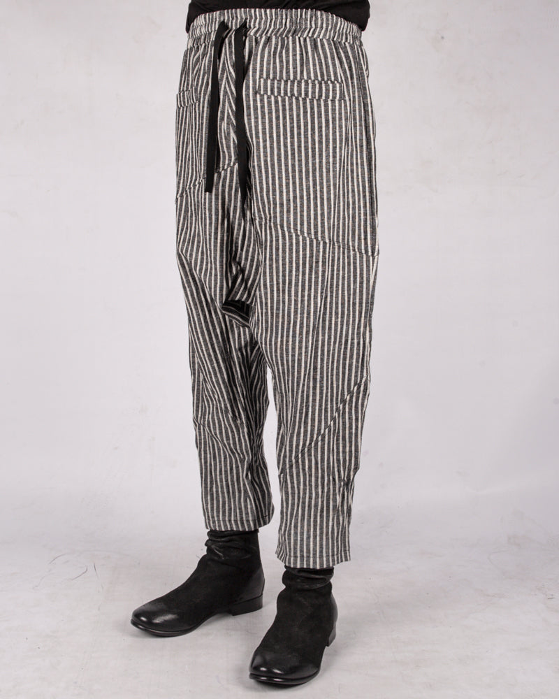 Striped linen cotton trousers
