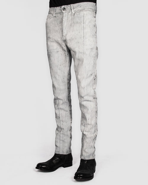 Leon Louis - Dart cut jeans - White crackle paint - https://stilett.com/
