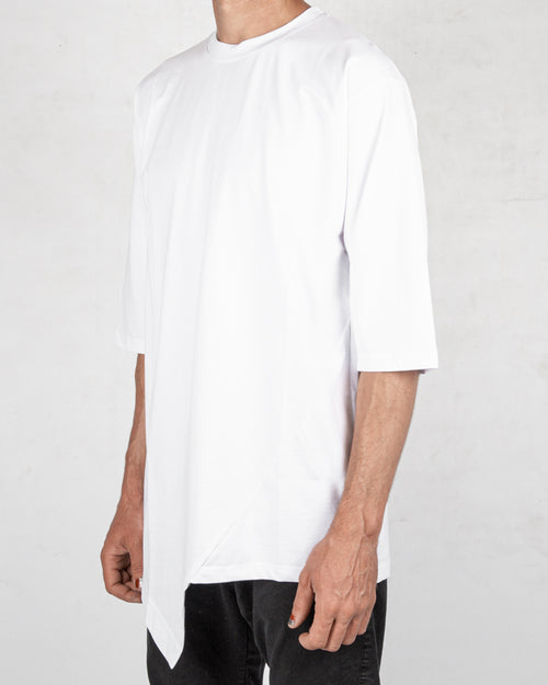 Xagon - Asymmetric crew neck tshirt white - https://stilett.com/