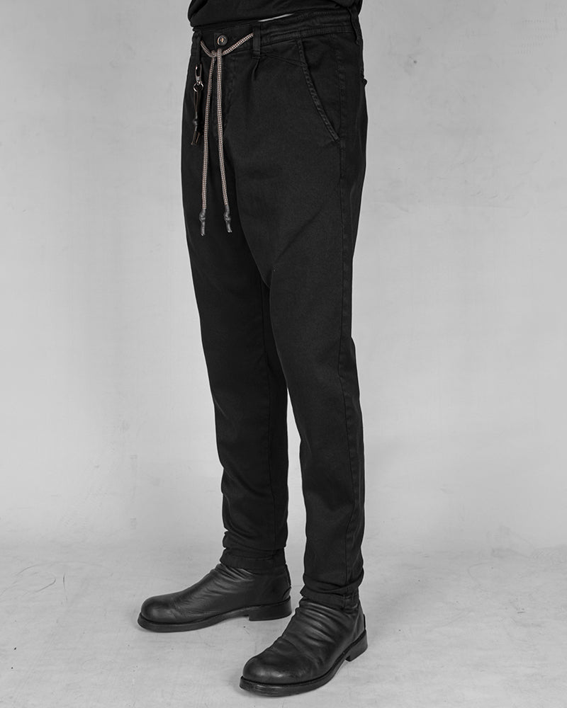 Comfort fit trouser black with grey drawstring