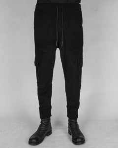 Comfort fit velvet trouser black
