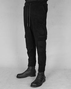 Comfort fit velvet trouser black