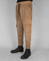 Comfort fit velvet trouser caramel