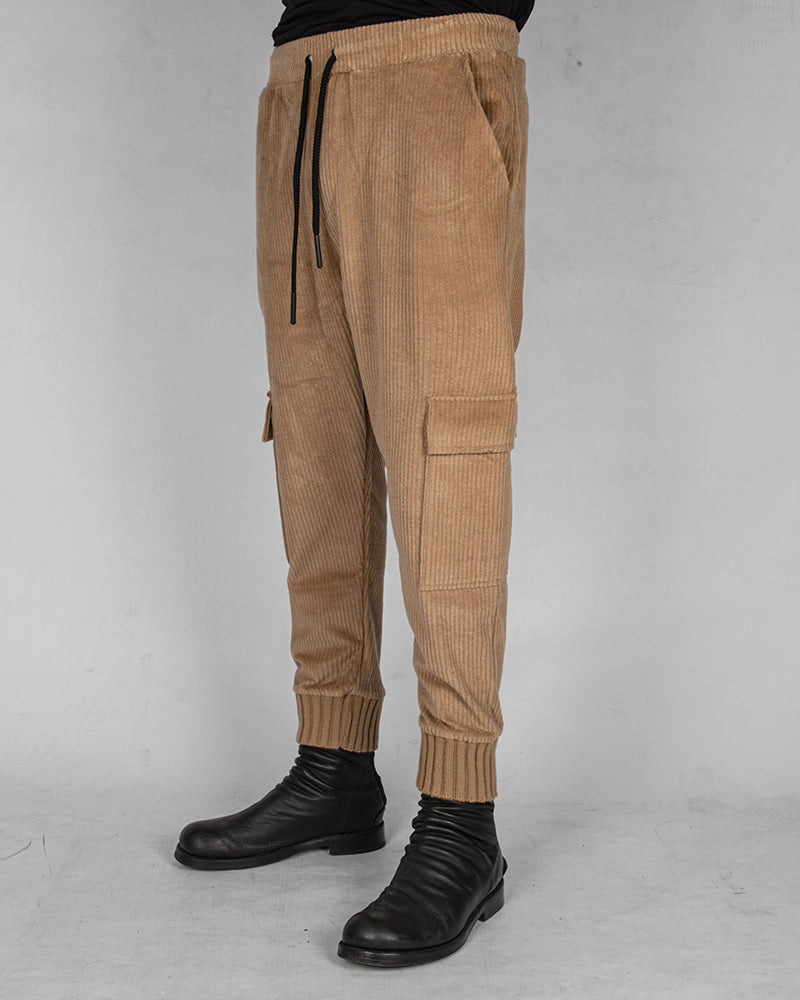 Comfort fit velvet trouser caramel