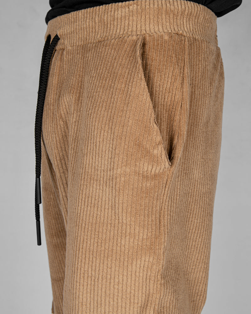 Comfort fit velvet trouser caramel