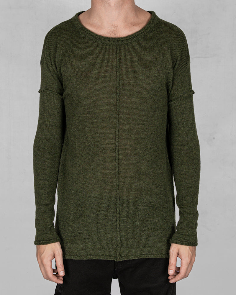 Knitted crew neck sweater green