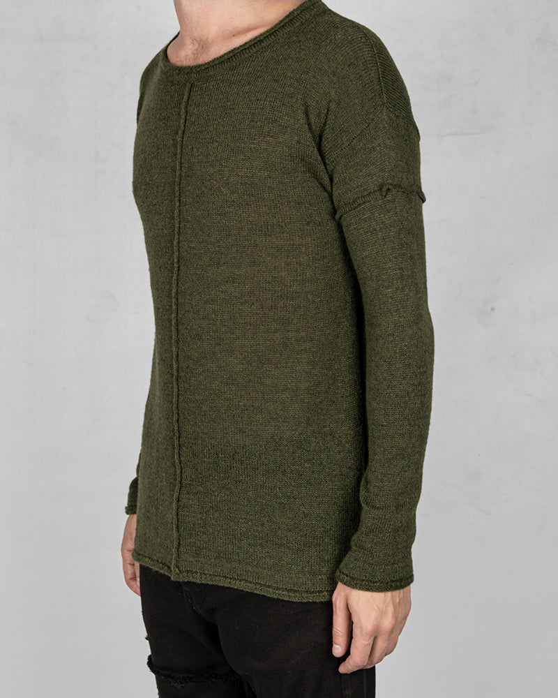 Knitted crew neck sweater green