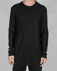 Long back crew neck sweater black