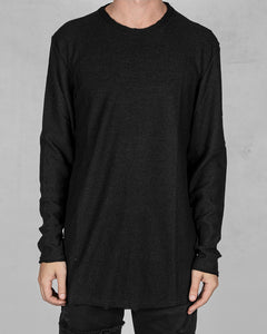 Long back crew neck sweater black