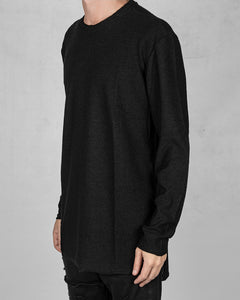 Long back crew neck sweater black