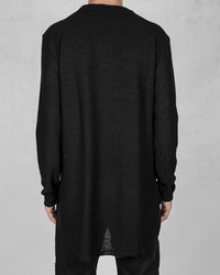 Long back crew neck sweater black
