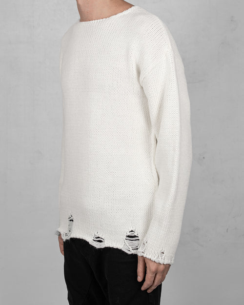 Xagon - Oversize knitted sweater white - https://stilett.com/