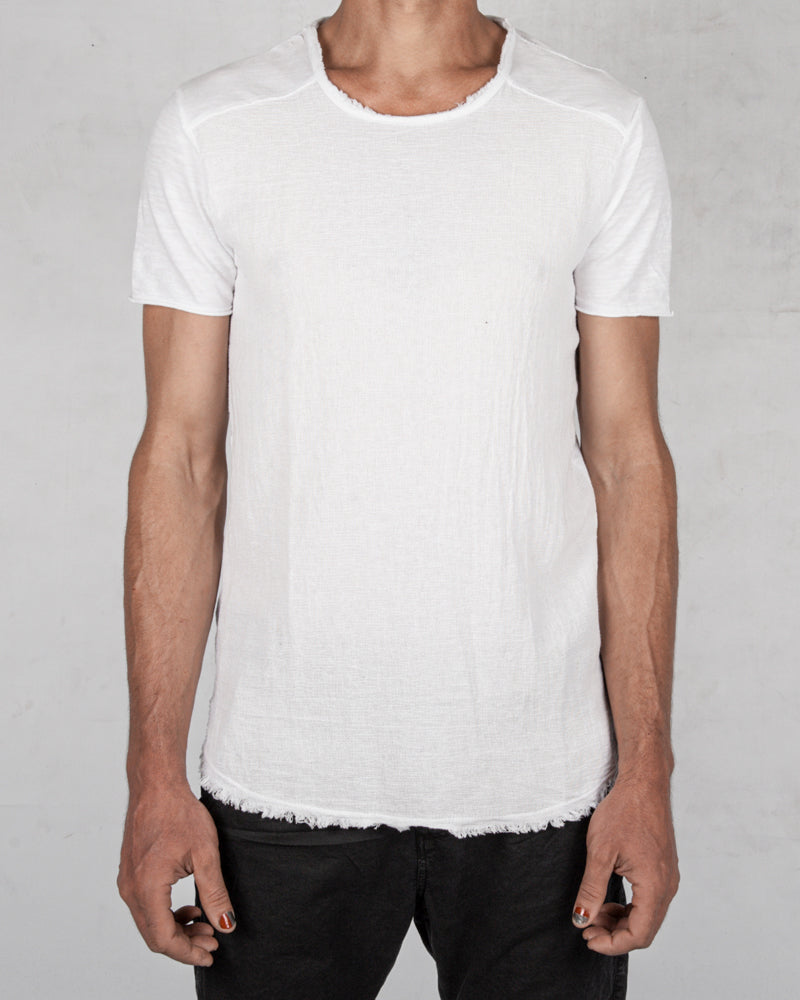 Xagon - Regular fit linen cotton tshirt white - https://stilett.com/