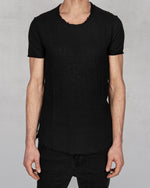 Xagon - Regular fit linen cotton tshirt black - https://stilett.com/