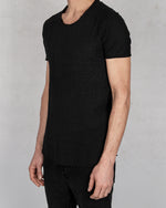 Xagon - Regular fit linen cotton tshirt black - https://stilett.com/
