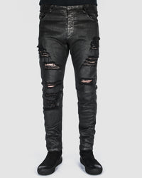 Xagon - Waxed distressed pants - Stilett.com