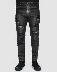 Xagon - Waxed distressed pants - Stilett.com