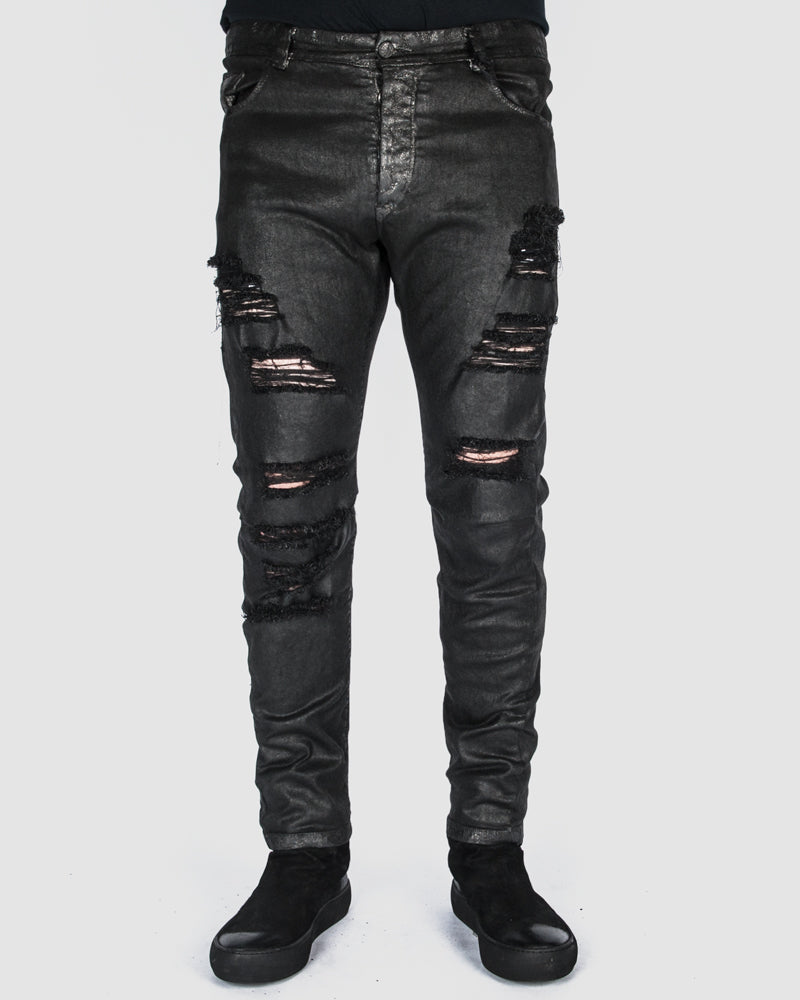 Xagon - Waxed distressed pants - Stilett.com