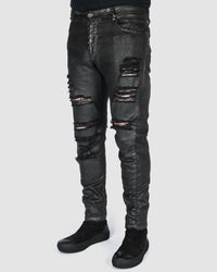 Xagon - Waxed distressed pants - Stilett.com