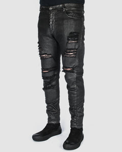 Xagon - Waxed distressed pants - Stilett.com